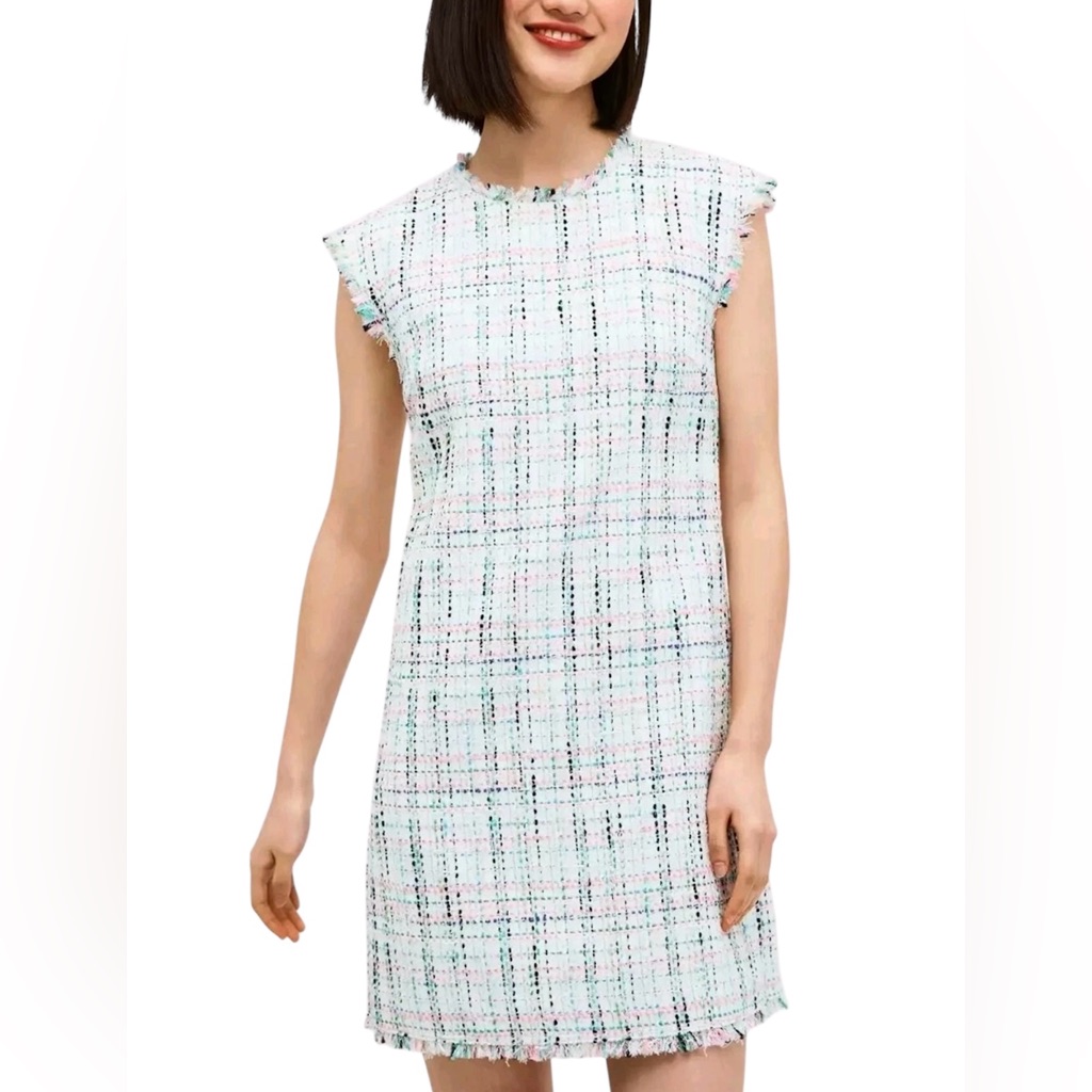 Kate Spade New York Pastel Tweed Shift Dress Sleeveless